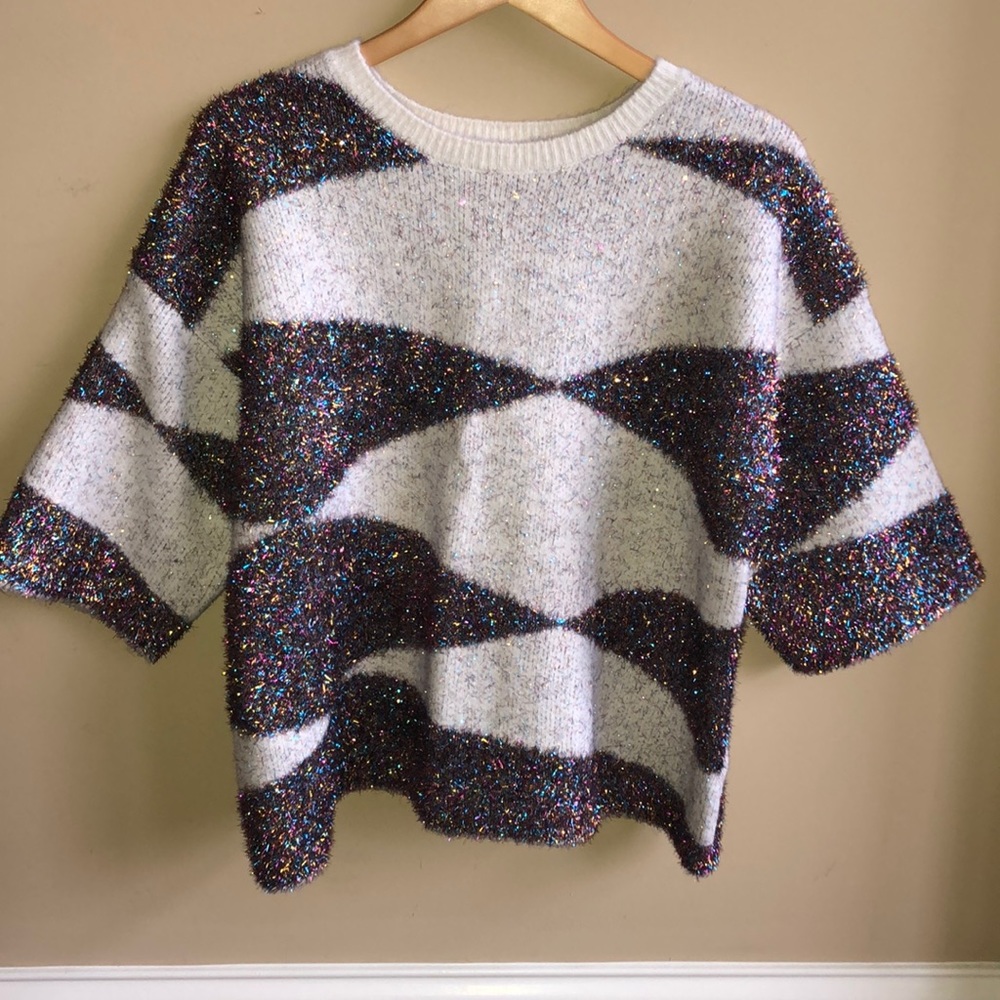 Moth x Anthropologie Sparkling Geo Glitter Sweater